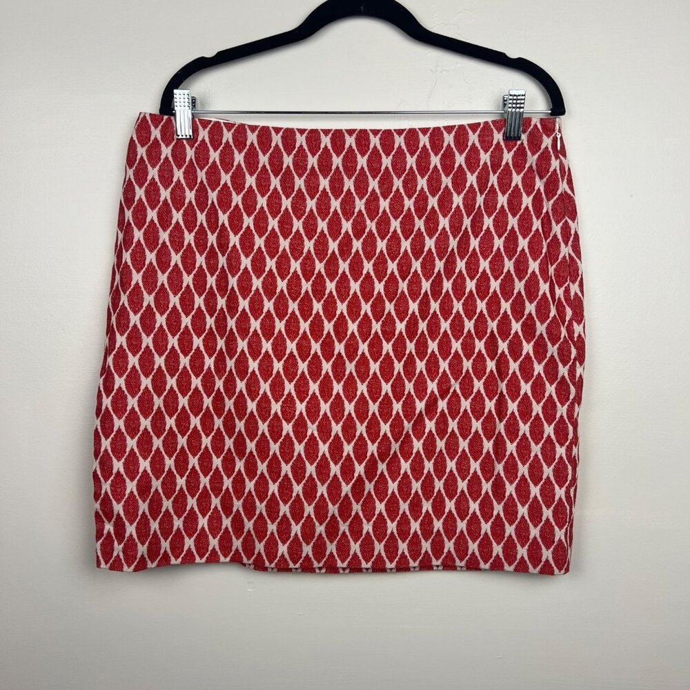Ann Taylor Women's Red Leaf Print Short Pencil Skirt Size 12